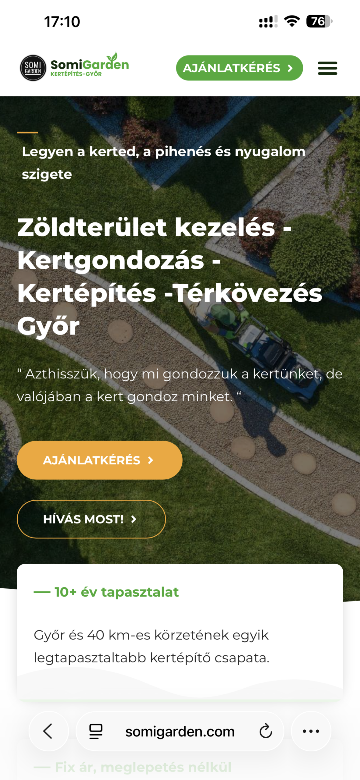 Somi Garden mobil nézet