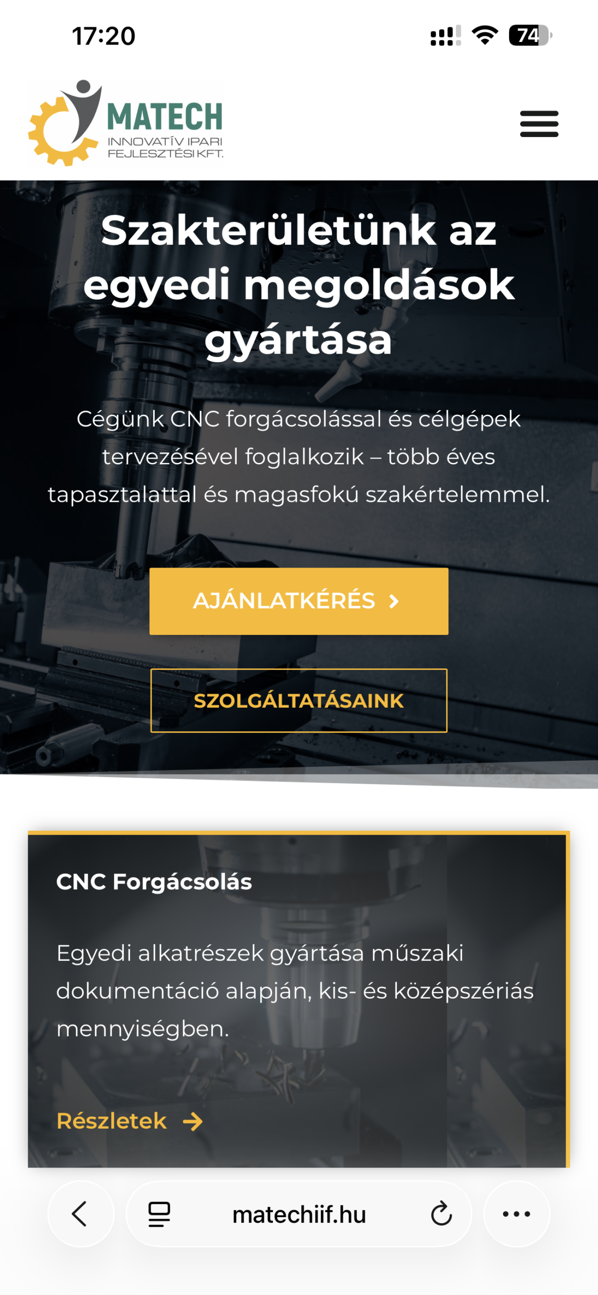 Matech Innovatív Kft mobil nézet