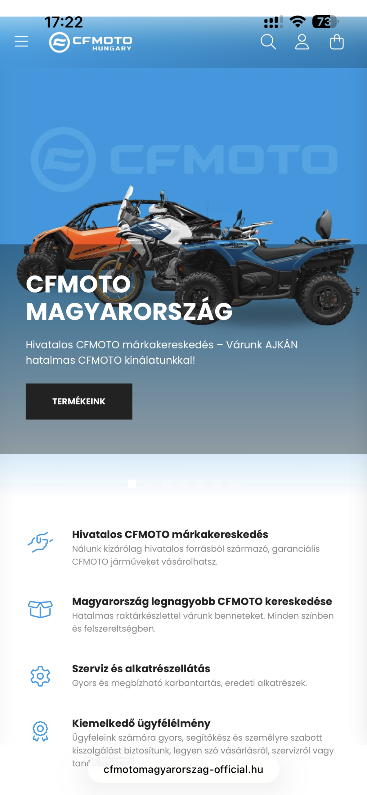 CFMoto Magyarország mobil nézet