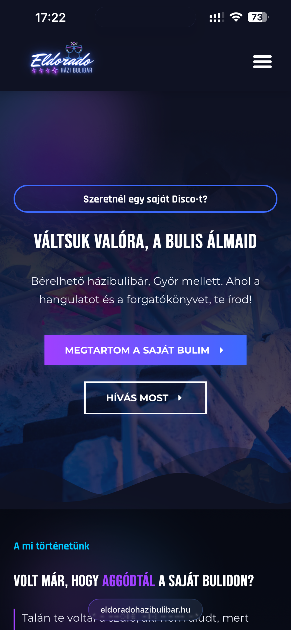 Eldorádó Házibulibár mobil nézet