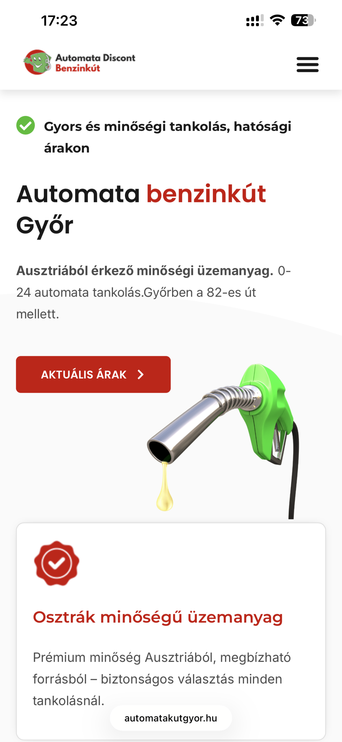 Automata benzinkút Győr mobil nézet