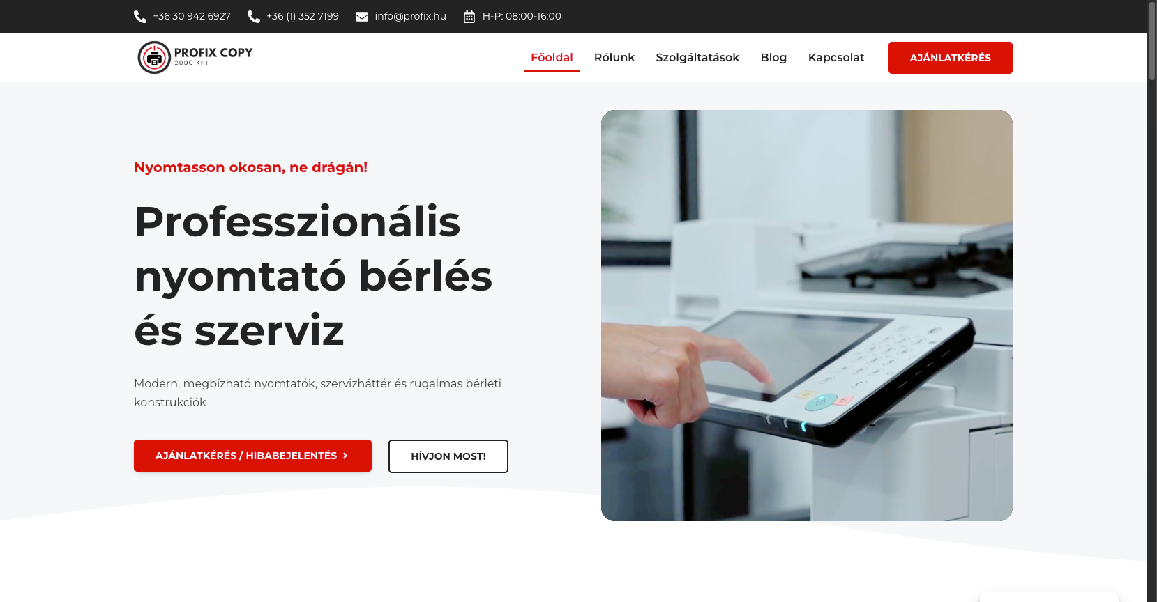 Profix Copy 2000 Kft. asztali nézet