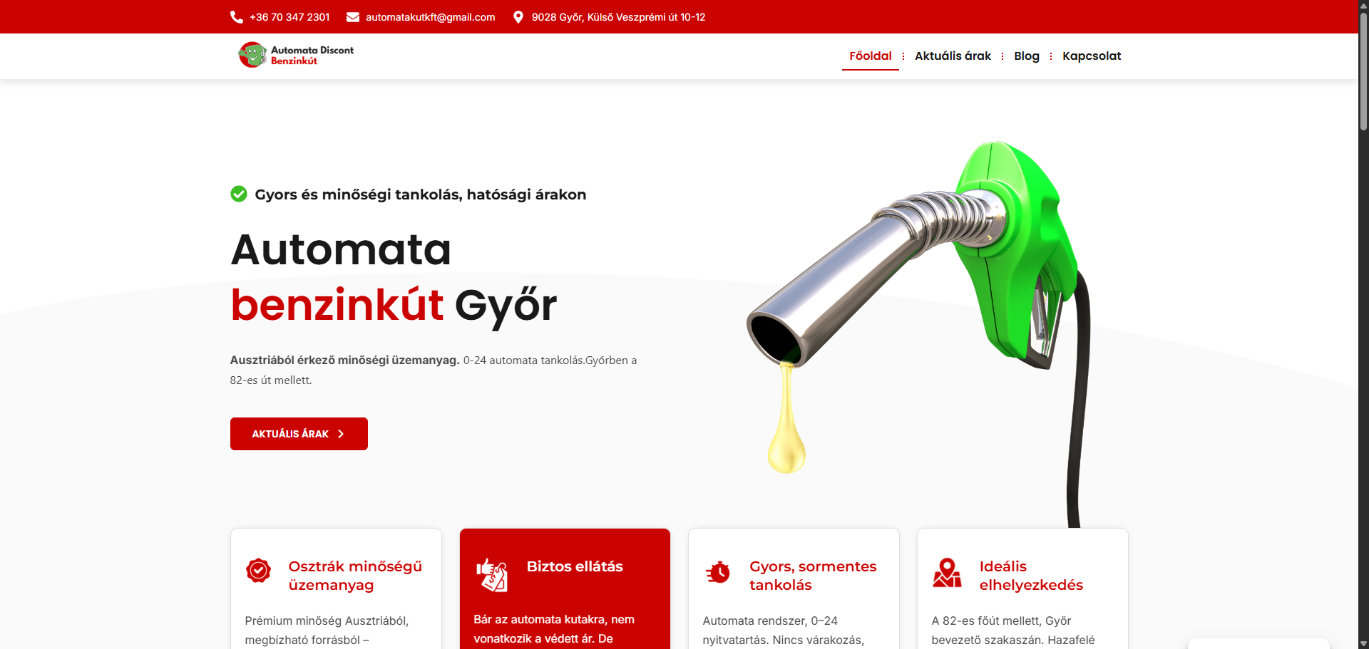 Automata benzinkút Győr asztali nézet