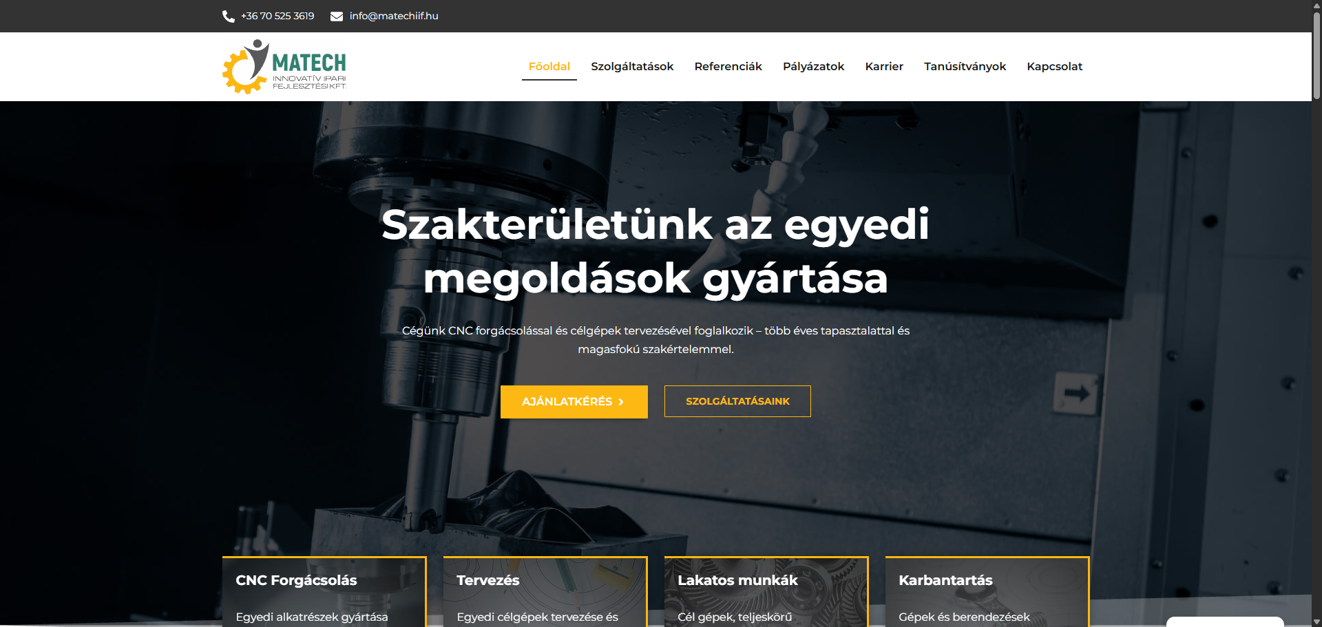 Matech Innovatív Kft asztali nézet