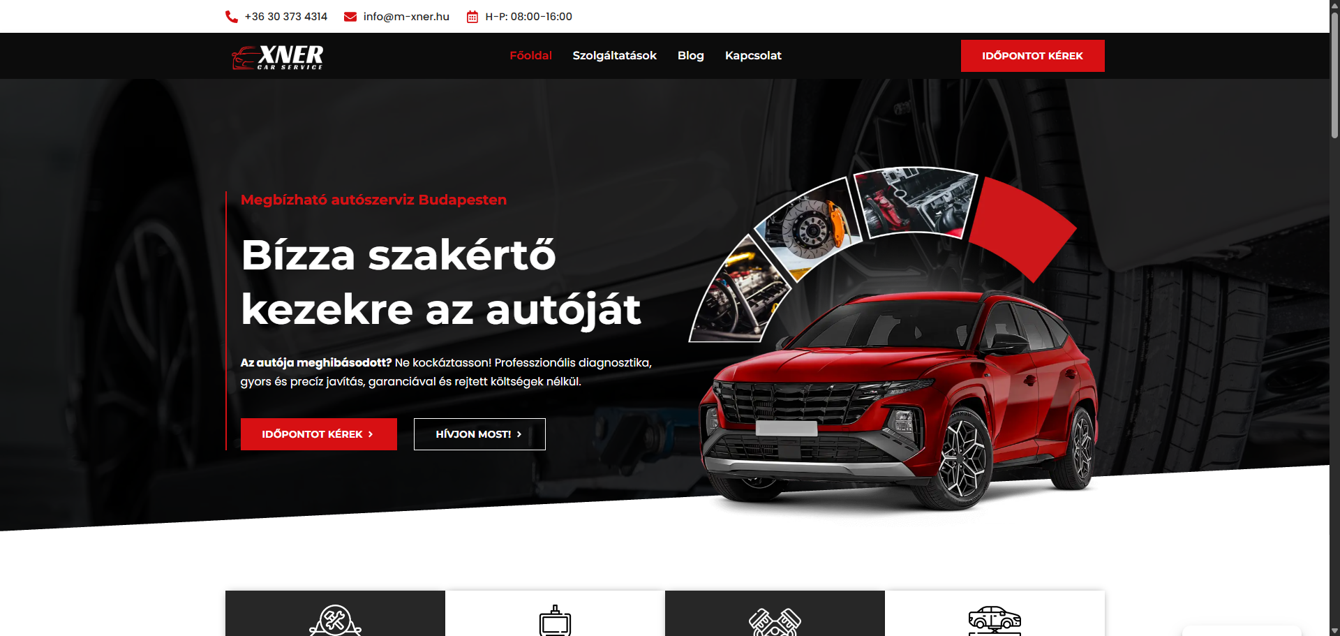 XNER CAR asztali nézet