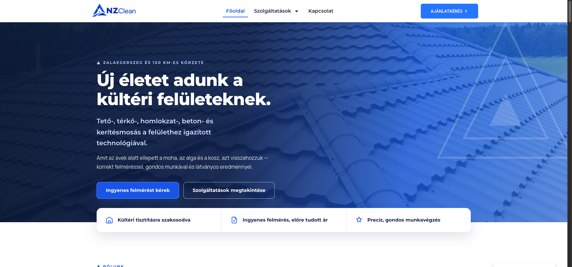 Elkészült weboldal — kültéri tisztítás